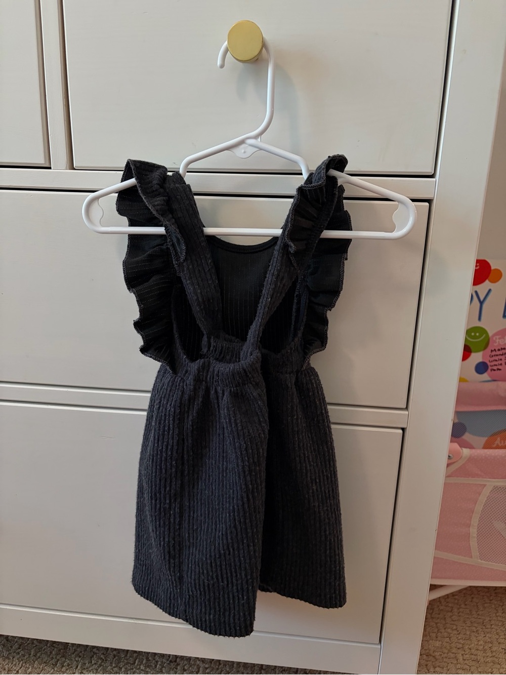 Zara Baby Girl Ruffle Sleeve Dress Charcoal Gray 12-18 Months